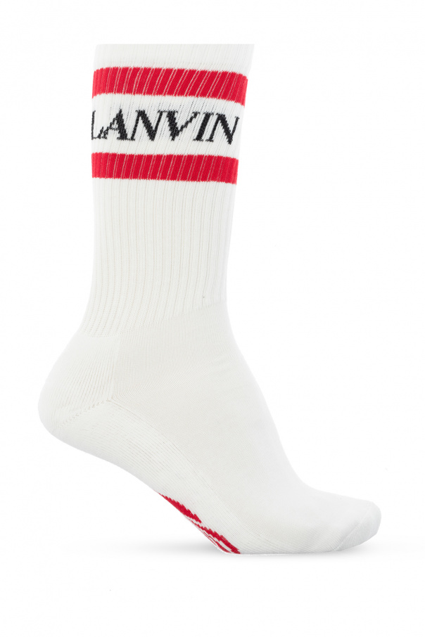 LANVIN | COTTON SOCKS WHITE & MULTI ソックス White Socks with logo Lanvin - SchaferandweinerShops Seychelles
